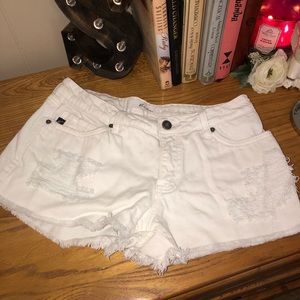 White Denim Cut Off Shorts